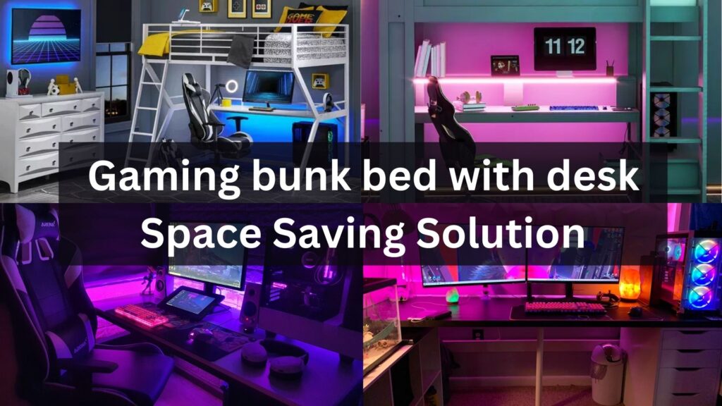 Gaming bunk bed with desk